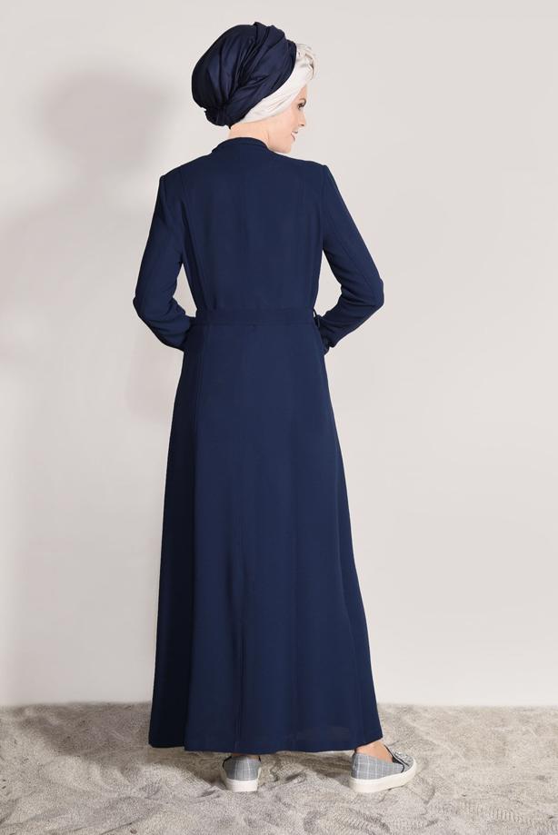 Tesettür giyim  T 1049 Orlando Tesettür Pardesü-Alv Fashion - TRENDTESETTÜR