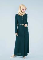 Vêtements hijab VERT T 1049 Orlando Tesettür Pardesü-Alv Fashion