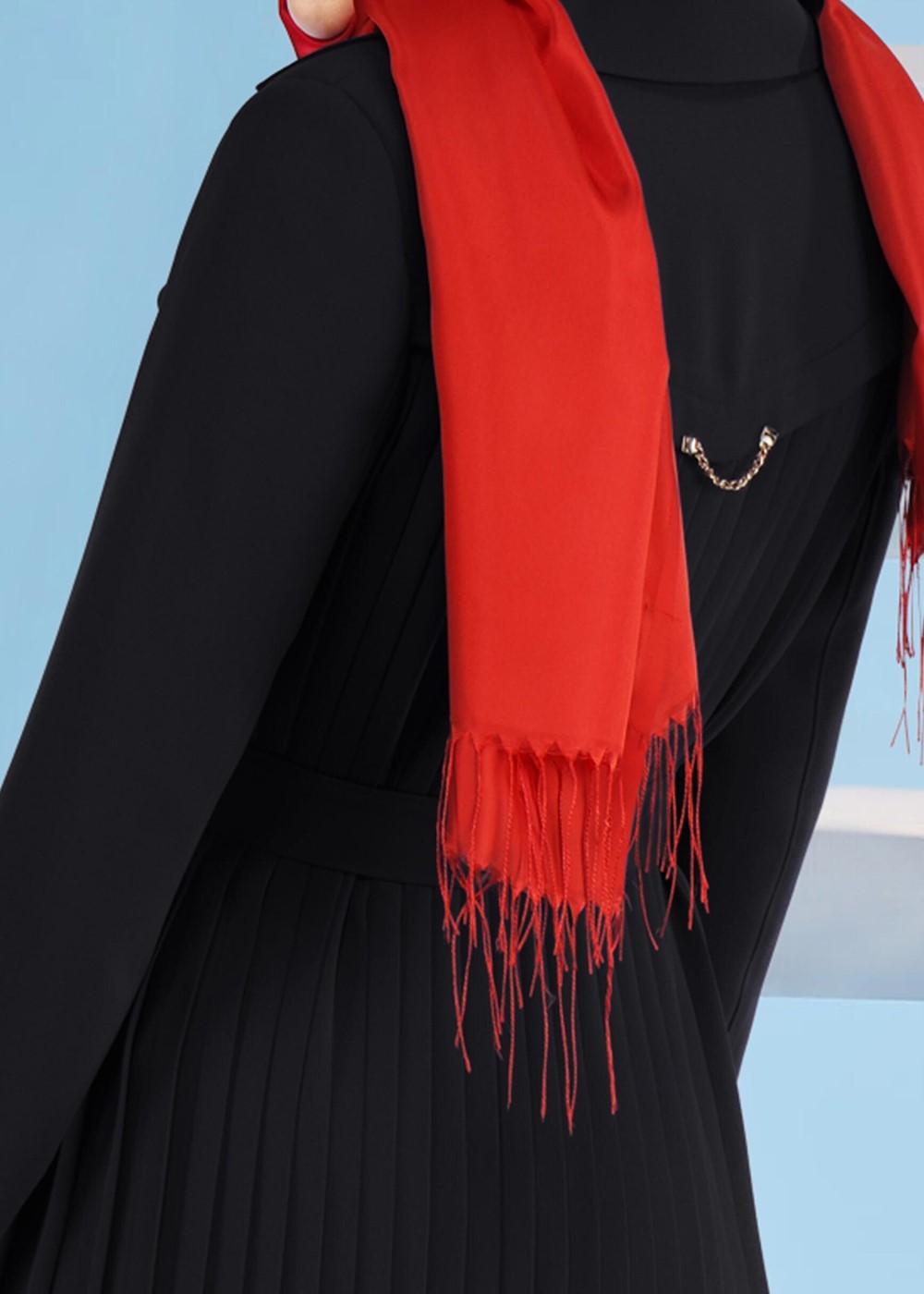 Tesettür giyim SİYAH T 1074 Elvan 3731 Pardesü-Alv Fashion