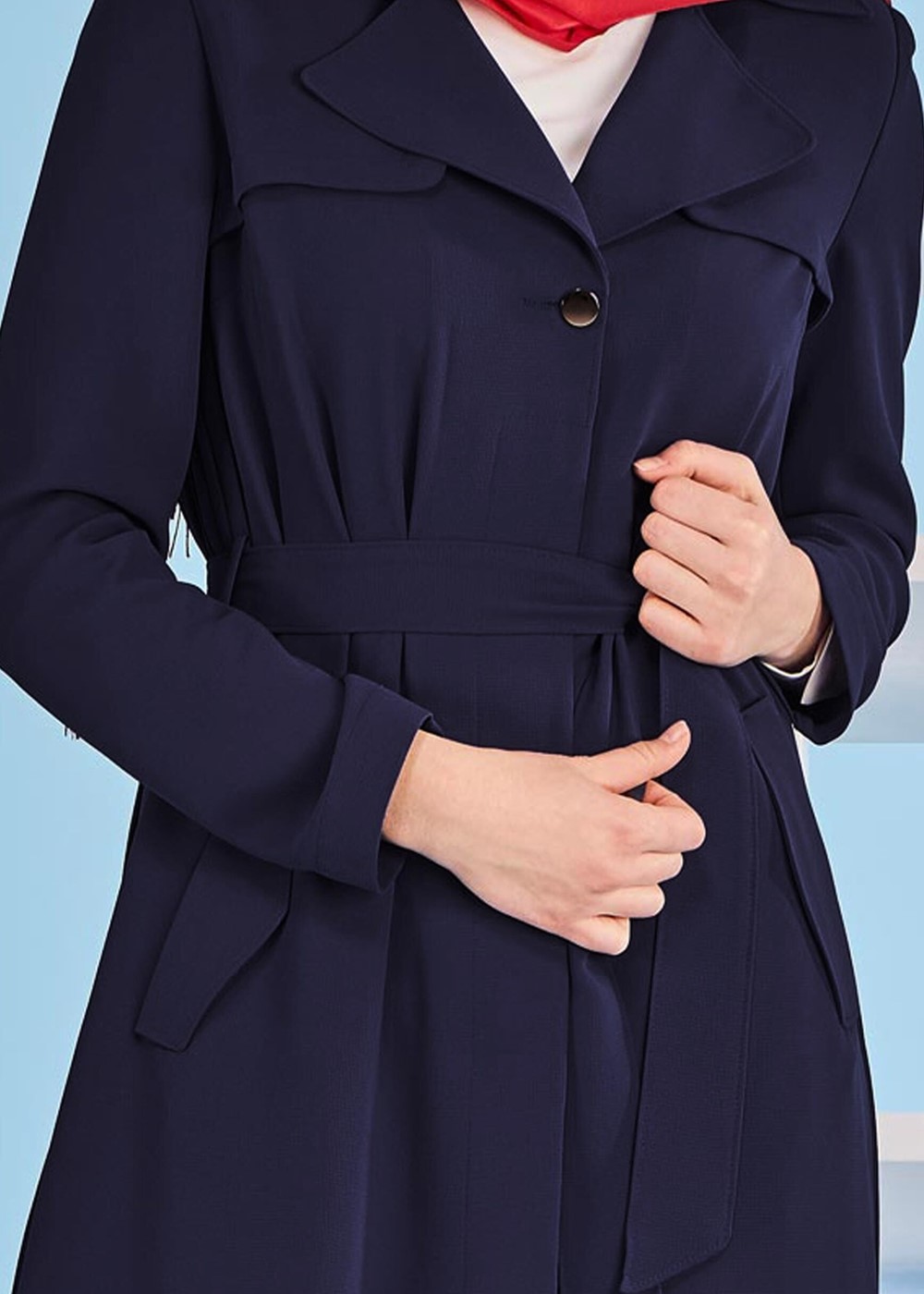 Tesettür giyim LACİVERT T 1074 Elvan 3731 Pardesü-Alv Fashion