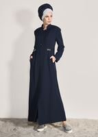 Tesettür giyim LACİVERT T 1079 Kiwon Pardesü-Alv Fashion