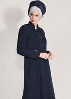 Tesettür giyim LACİVERT T 1079 Kiwon Pardesü-Alv Fashion