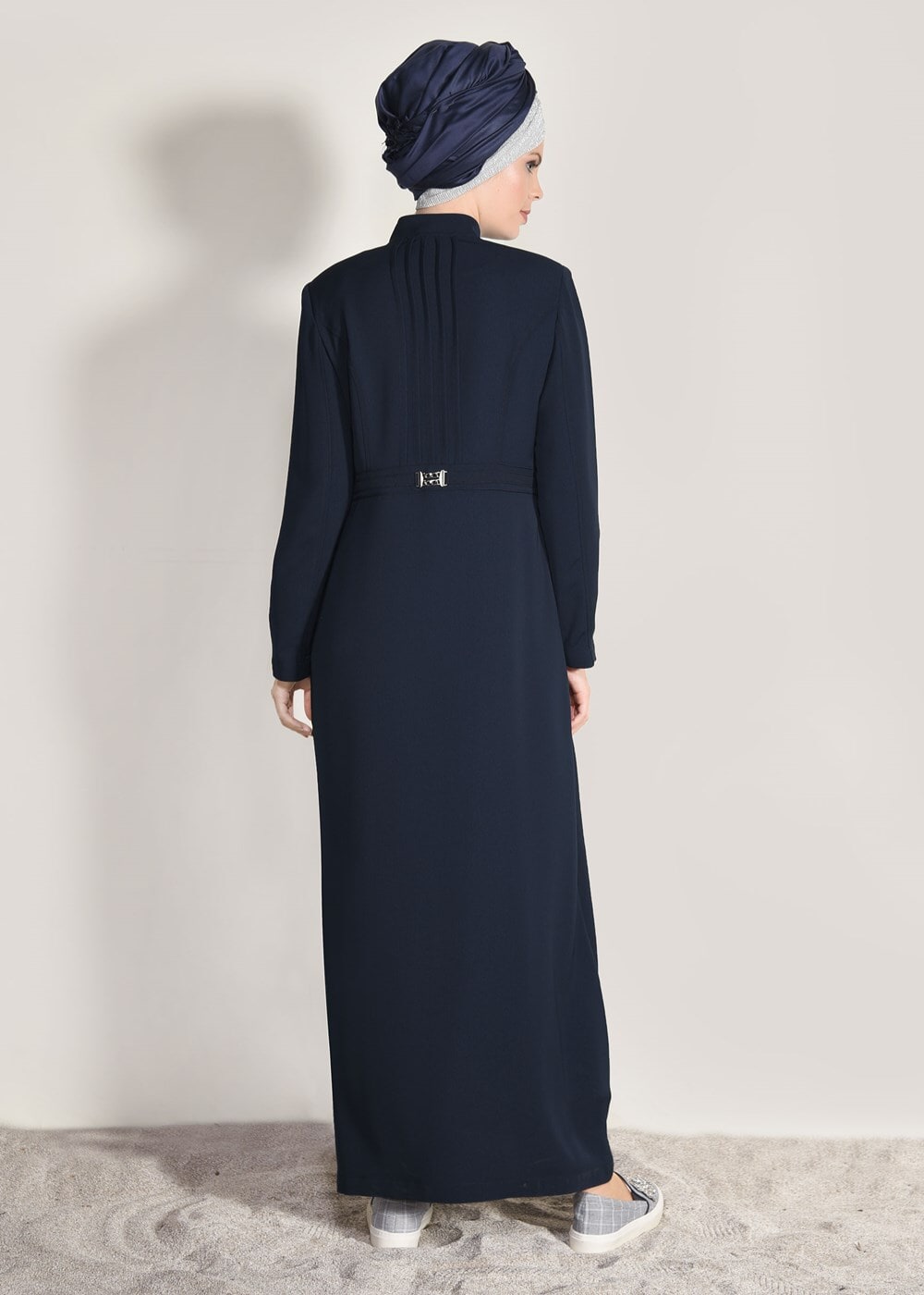 Tesettür giyim LACİVERT T 1079 Kiwon Pardesü-Alv Fashion