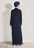 Tesettür giyim LACİVERT T 1079 Kiwon Pardesü-Alv Fashion