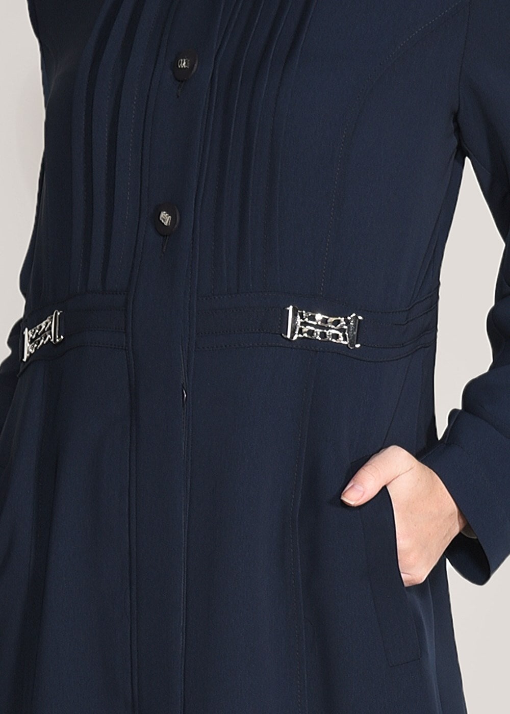 Tesettür giyim LACİVERT T 1079 Kiwon Pardesü-Alv Fashion