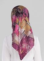 Tesettür giyim FUŞYA T 12026-1 ALVİNA DESENLİ EŞARP