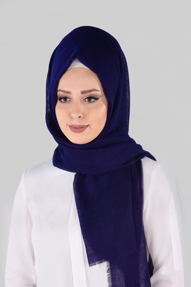 Vêtements hijab BLEU MARINE COTTON SHAWL 47220 - TRENDTESETTÜR