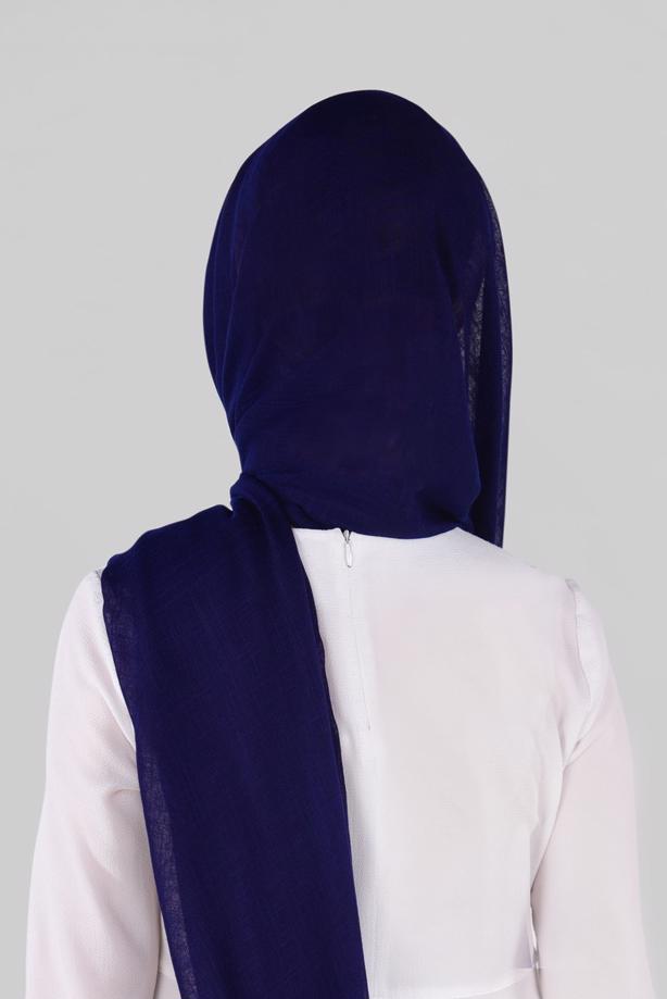 Tesettür giyim LACİVERT T 47220 Bonjela- Koton Şal - TRENDTESETTÜR