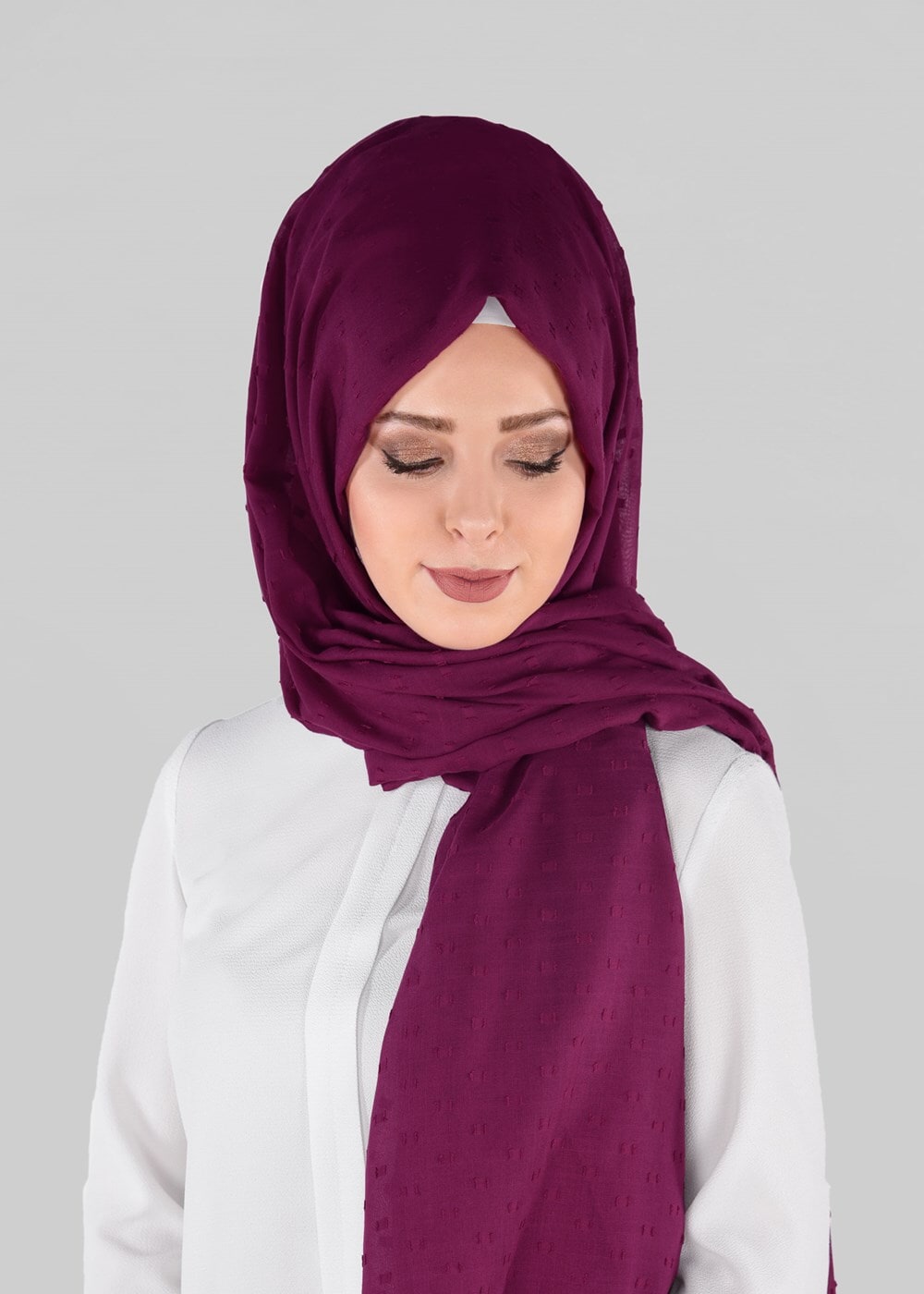 Vêtements hijab POURPRE T 48030 Polo İst.-İpeksi Krep Şal