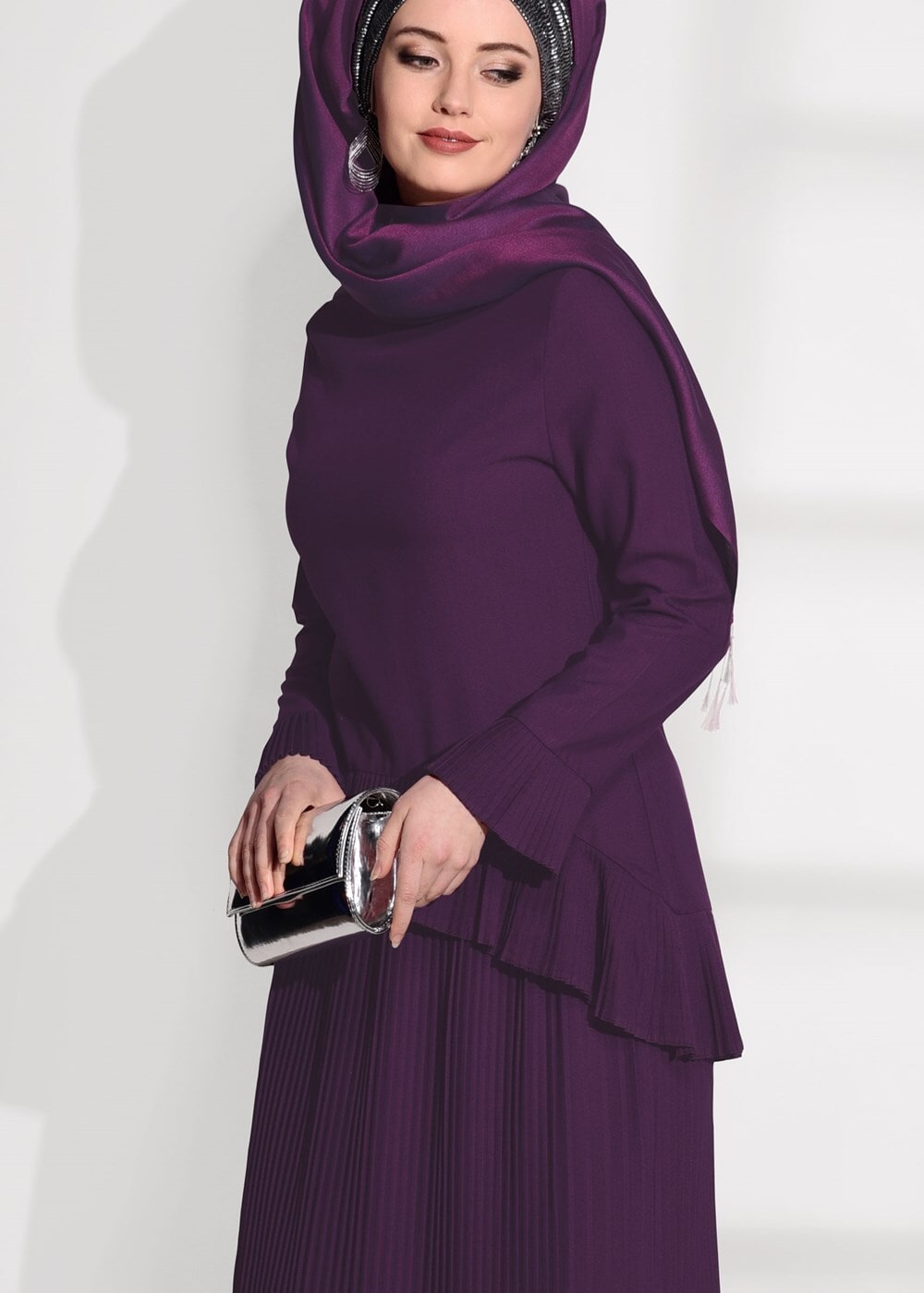 Vêtements hijab POURPRE  JUPE PLISSÉE 2 PIÈCES 791