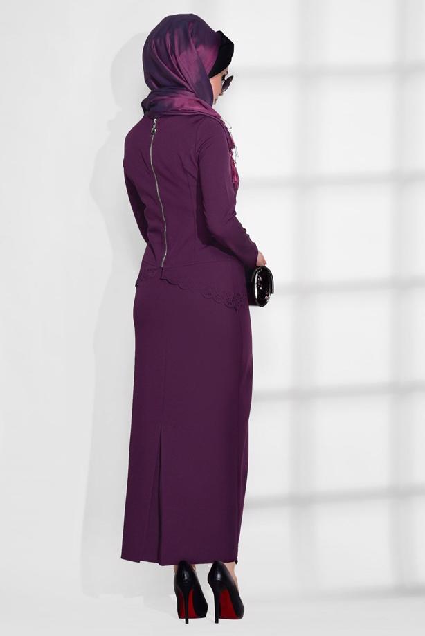 Vêtements hijab   LASER CUT SKIRTED SUIT T 801 - TRENDTESETTÜR