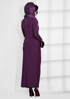 Vêtements hijab POURPRE COMBINAISON JUPE DÉTAILLÉE DÉTAILLÉE AU LASER T 801