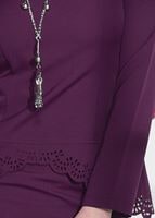 Vêtements hijab POURPRE COMBINAISON JUPE DÉTAILLÉE DÉTAILLÉE AU LASER T 801