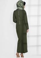 Vêtements hijab KAKI COMBINAISON JUPE DÉTAILLÉE DÉTAILLÉE AU LASER T 801