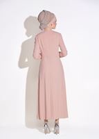 Tesettür giyim PUDRA NAKIŞ İŞLEMELİ 2&prime;Lİ ETEKLİ TAKIM 3386