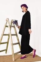 Vêtements hijab NOIR COSTUME JUPE PLISSÉE 3526