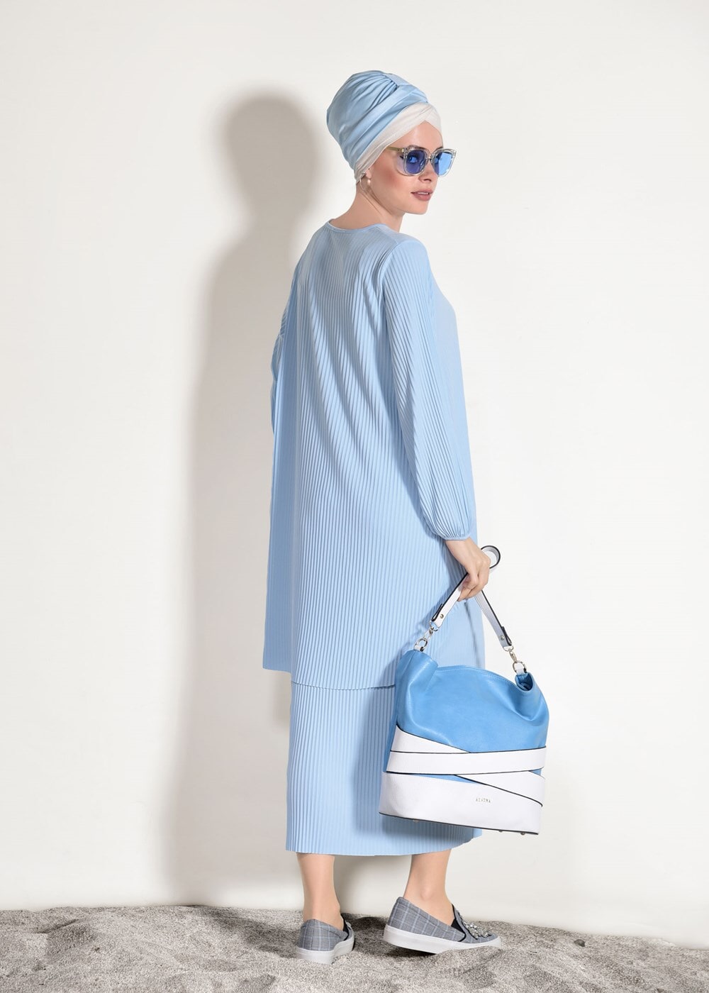 Vêtements hijab BLEU COSTUME JUPE PLISSÉE 3526