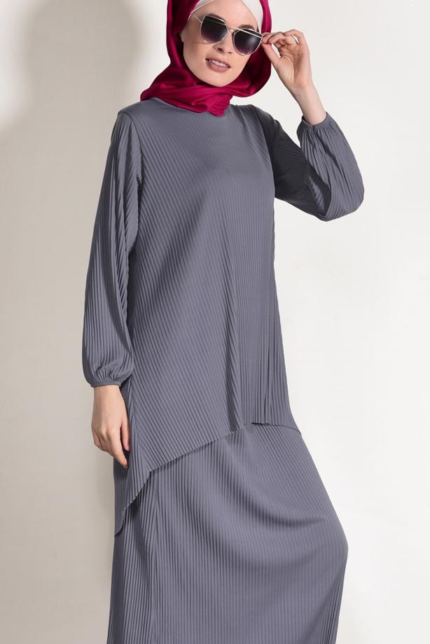 Vêtements hijab  PLEATED SKIRTED SUIT 3526  - TRENDTESETTÜR