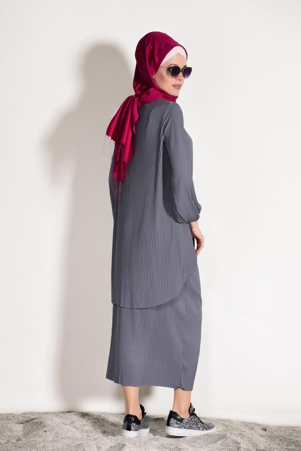 Vêtements hijab  PLEATED SKIRTED SUIT 3526  - TRENDTESETTÜR