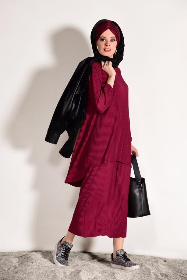 Vêtements hijab  PLEATED SKIRTED SUIT 3526  - TRENDTESETTÜR