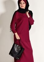 Vêtements hijab ROUGE BORDEAUX COSTUME JUPE PLISSÉE 3526