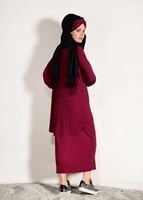 Vêtements hijab ROUGE BORDEAUX COSTUME JUPE PLISSÉE 3526