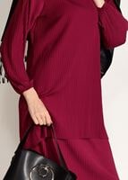 Vêtements hijab ROUGE BORDEAUX COSTUME JUPE PLISSÉE 3526