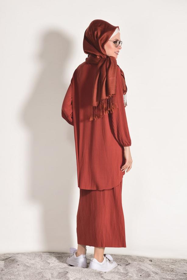 Vêtements hijab  PLEATED SKIRTED SUIT 3526  - TRENDTESETTÜR