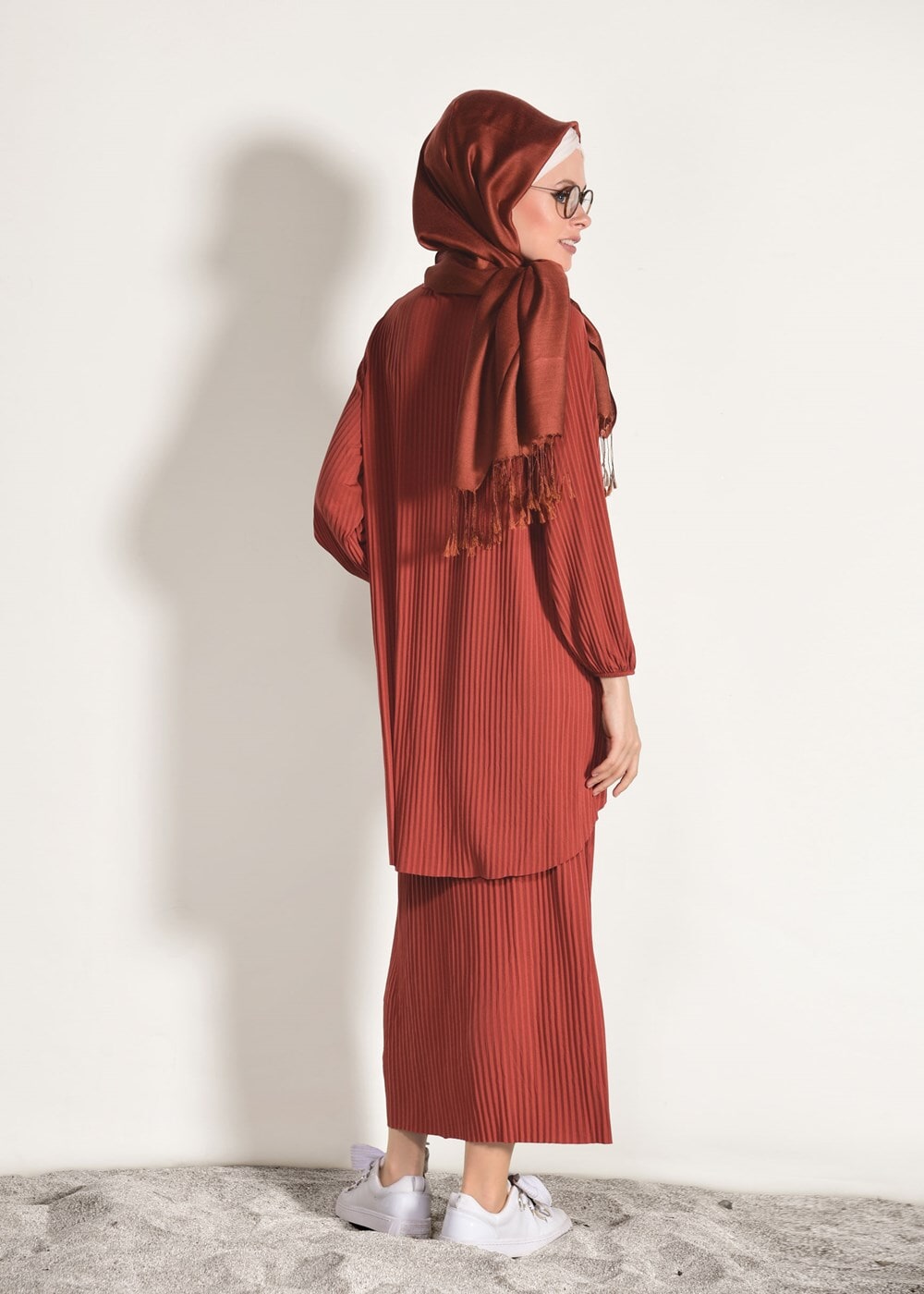 Vêtements hijab BRUN COSTUME JUPE PLISSÉE 3526