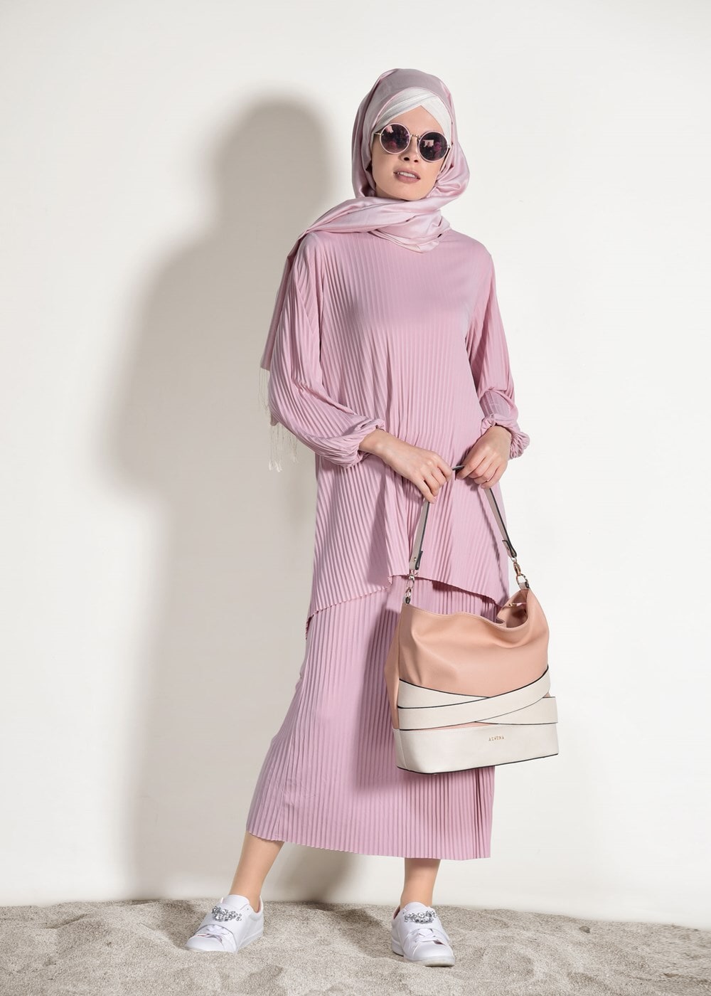 Vêtements hijab POUDRE COSTUME JUPE PLISSÉE 3526