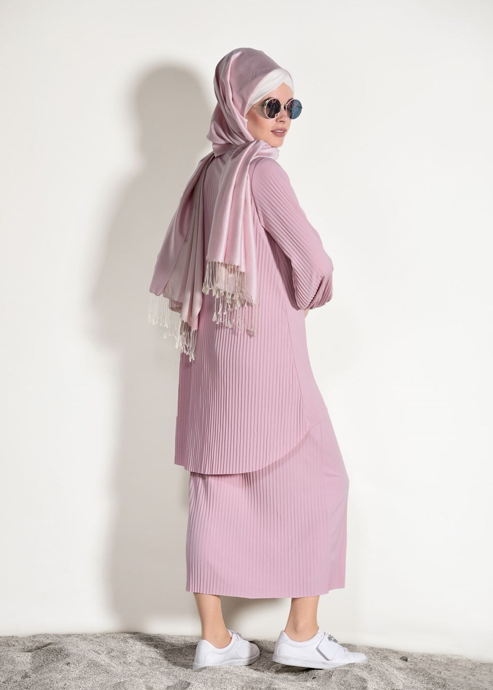 Vêtements hijab POUDRE COSTUME JUPE PLISSÉE 3526