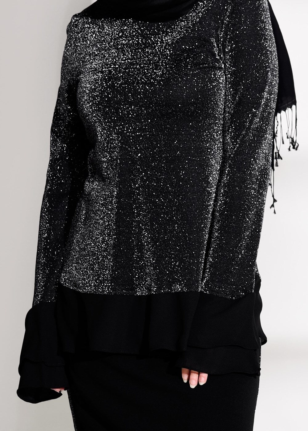 Vêtements hijab NOIR COSTUME JUPE ARGENT 4756