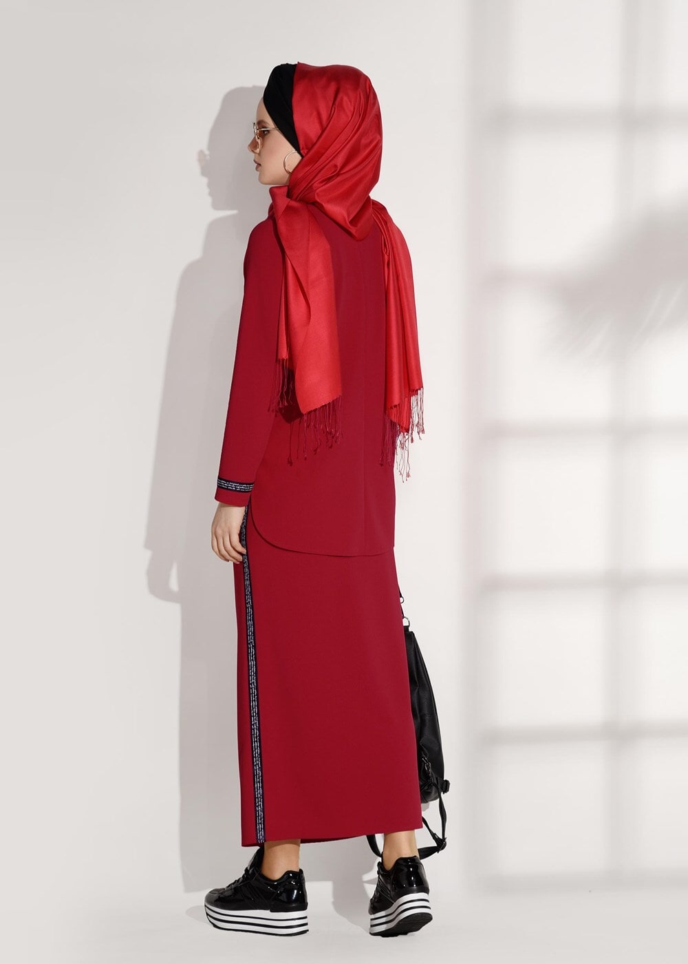 Vêtements hijab ROUGE COSTUME JUPE 2 PIÈCES 8004