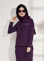 Tesettür giyim MOR ŞERİT DETAYLI 2′Lİ ETEKLİ TAKIM 8004 