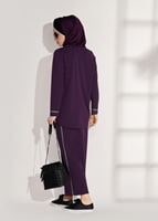 Tesettür giyim MOR ŞERİT DETAYLI 2′Lİ ETEKLİ TAKIM 8004 