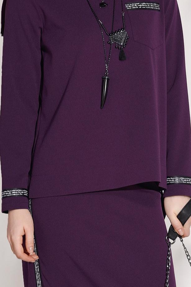 Tesettür giyim  ŞERİT DETAYLI 2′Lİ ETEKLİ TAKIM 8004  - TRENDTESETTÜR