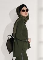Vêtements hijab KAKI COSTUME JUPE 2 PIÈCES 8004
