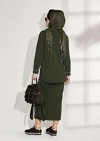 Vêtements hijab KAKI COSTUME JUPE 2 PIÈCES 8004