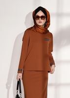Vêtements hijab BRUN COSTUME JUPE 2 PIÈCES 8004