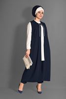 Vêtements hijab BLEU MARINE COSTUME 3 PIÈCES AVEC PANTALON 3362P-1