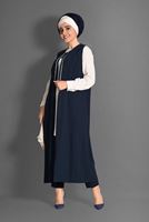 Vêtements hijab BLEU MARINE COSTUME 3 PIÈCES AVEC PANTALON 3362P-1
