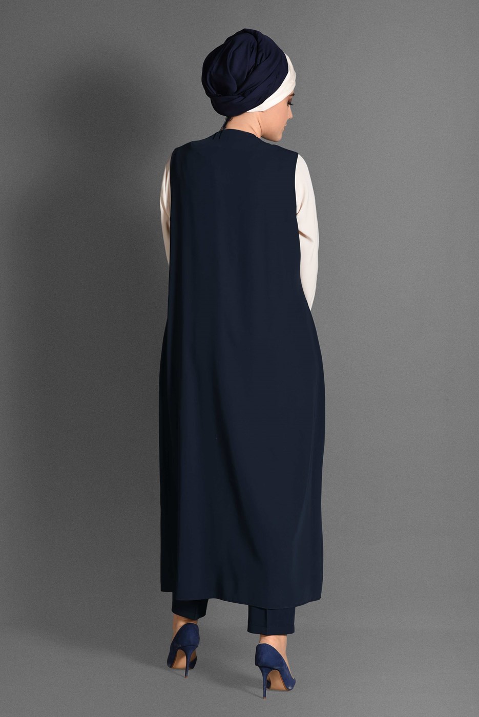 Vêtements hijab BLEU MARINE COSTUME 3 PIÈCES AVEC PANTALON 3362P-1