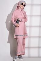 Tesettür giyim PUDRA T 11181 Elegance- Pul Payet Pantolonlu Takım
