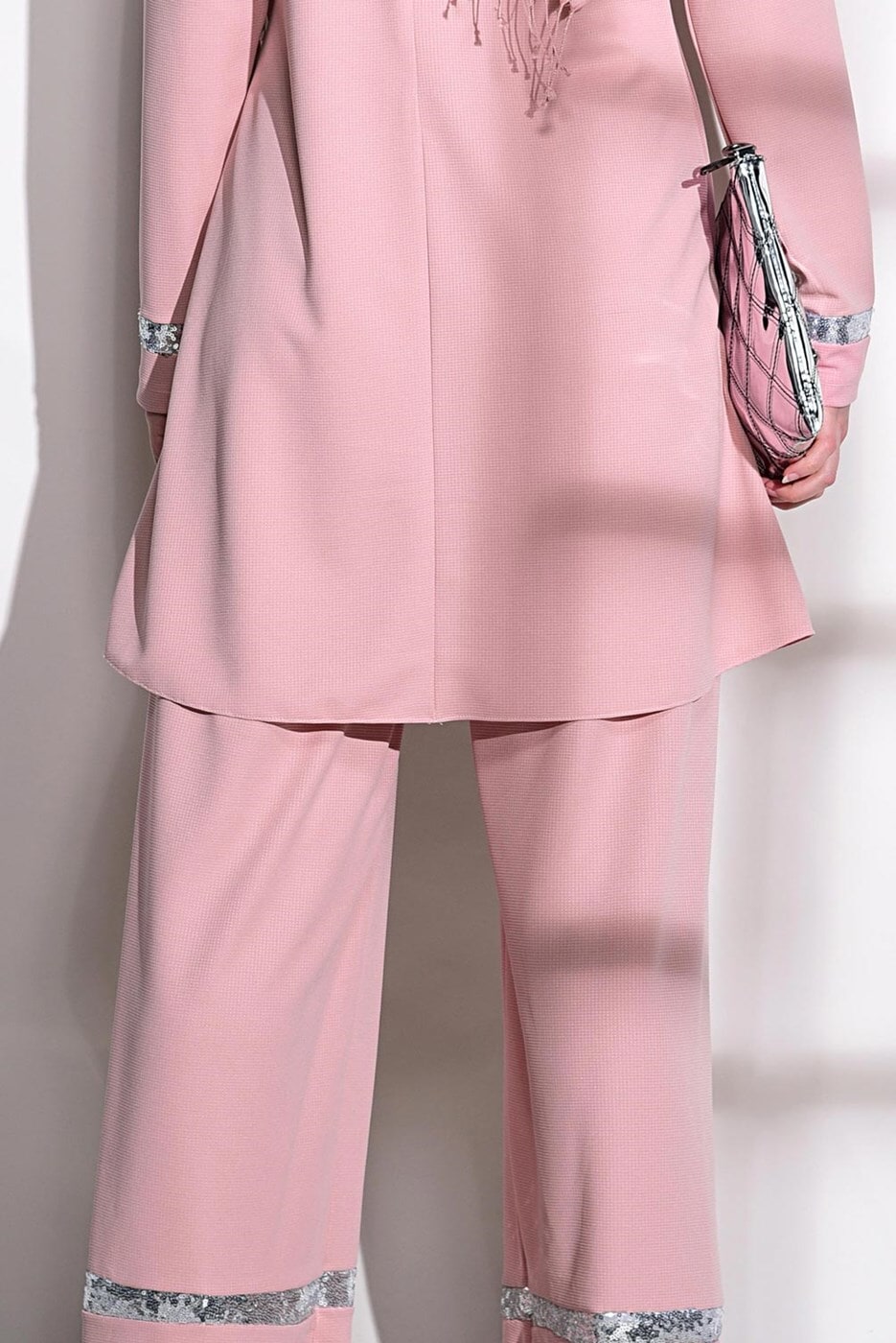 Tesettür giyim PUDRA T 11181 Elegance- Pul Payet Pantolonlu Takım