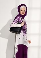 Tesettür giyim MOR ASİMETRİK KESİM PANTOLONLU TAKIM 20781 