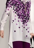 Tesettür giyim MOR ASİMETRİK KESİM PANTOLONLU TAKIM 20781 