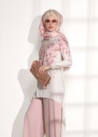 Tesettür giyim PUDRA ASİMETRİK KESİM PANTOLONLU TAKIM 20781 