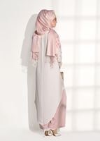 Tesettür giyim PUDRA ASİMETRİK KESİM PANTOLONLU TAKIM 20781 