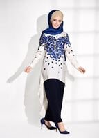 Tesettür giyim LACİVERT ASİMETRİK KESİM PANTOLONLU TAKIM 20781 