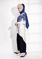 Tesettür giyim LACİVERT ASİMETRİK KESİM PANTOLONLU TAKIM 20781 